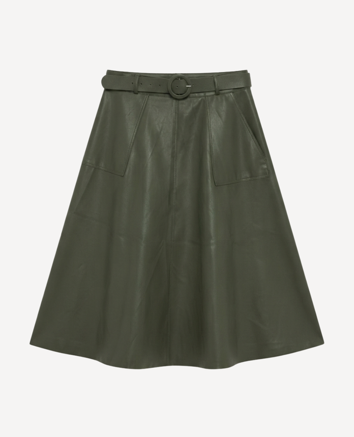 Falda Cuerina En A Verde