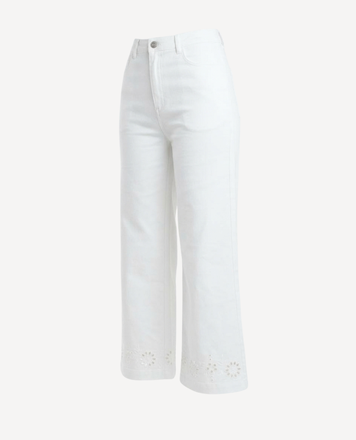 Pantalón Denim Ojalillo Blanco