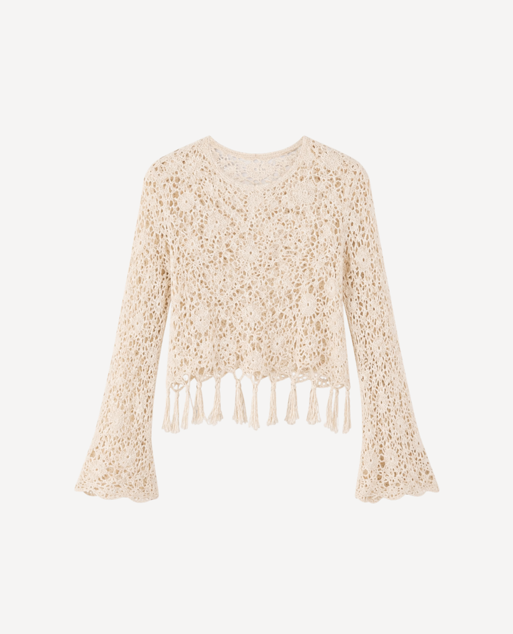 Blusa Torchon Flecos Marfil