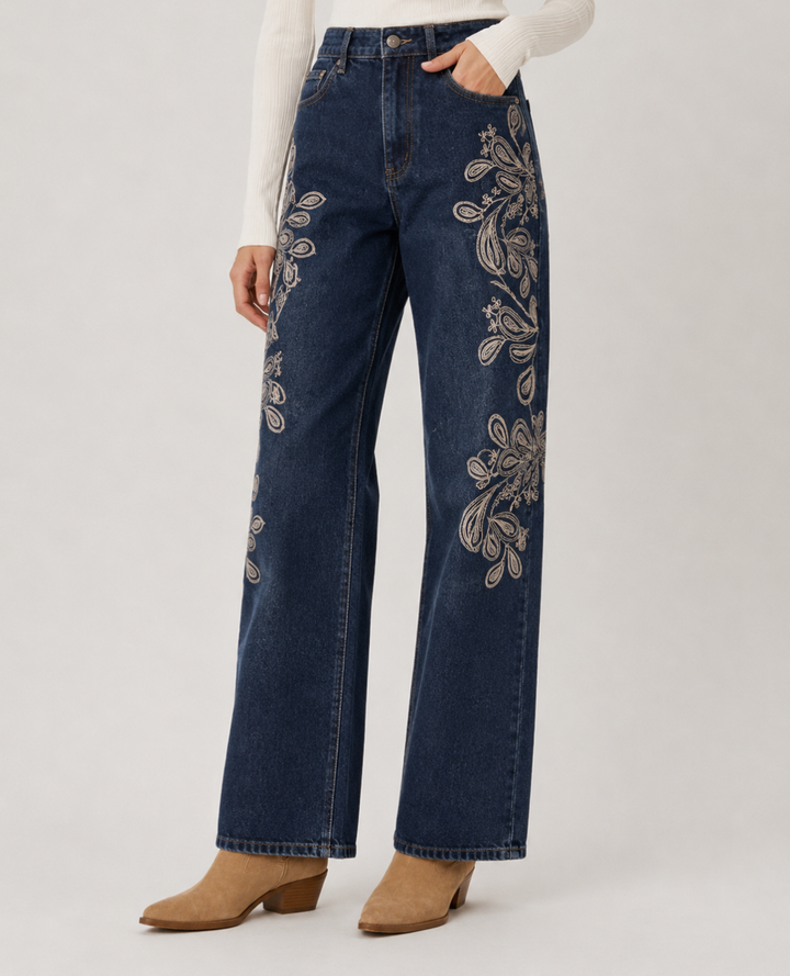 Jean Bordado Wide Leg