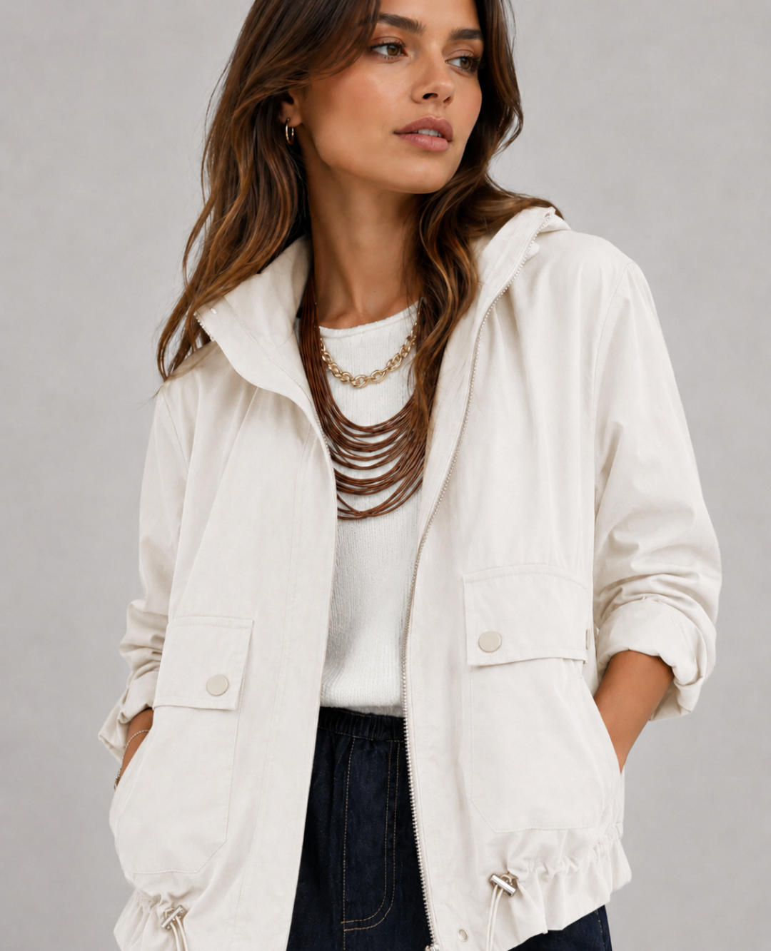 Chaqueta Safari Capota Marfil