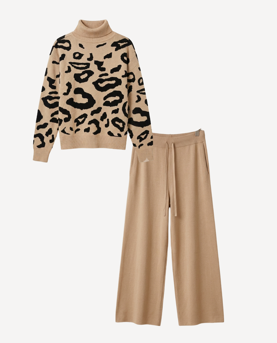 Set Animal Print Tejido Camel