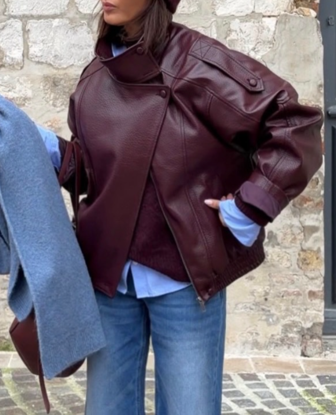 Chaqueta Burgundy Vino efecto cuero