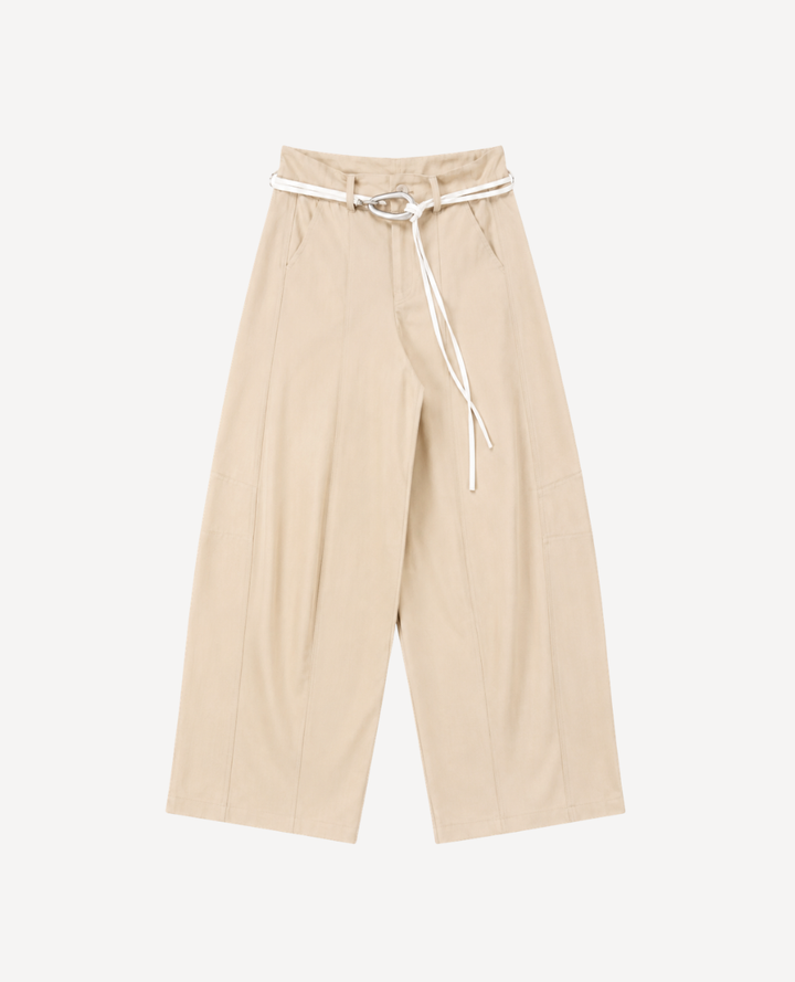 Pantalon barrel cinturon Beige
