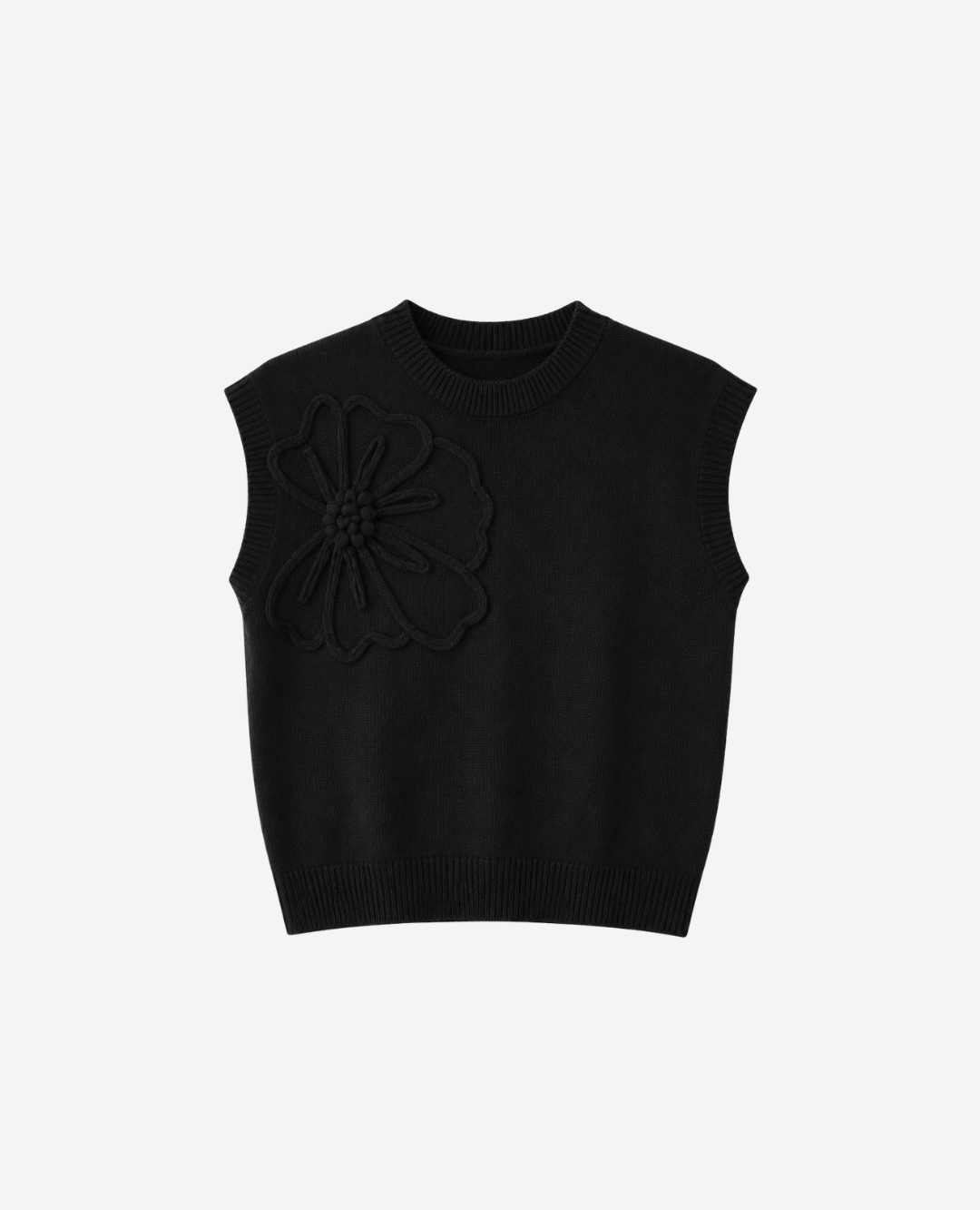 Chaleco Flor 3D Negro
