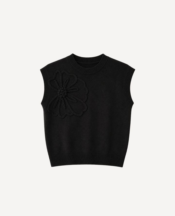 Chaleco Flor 3D Negro