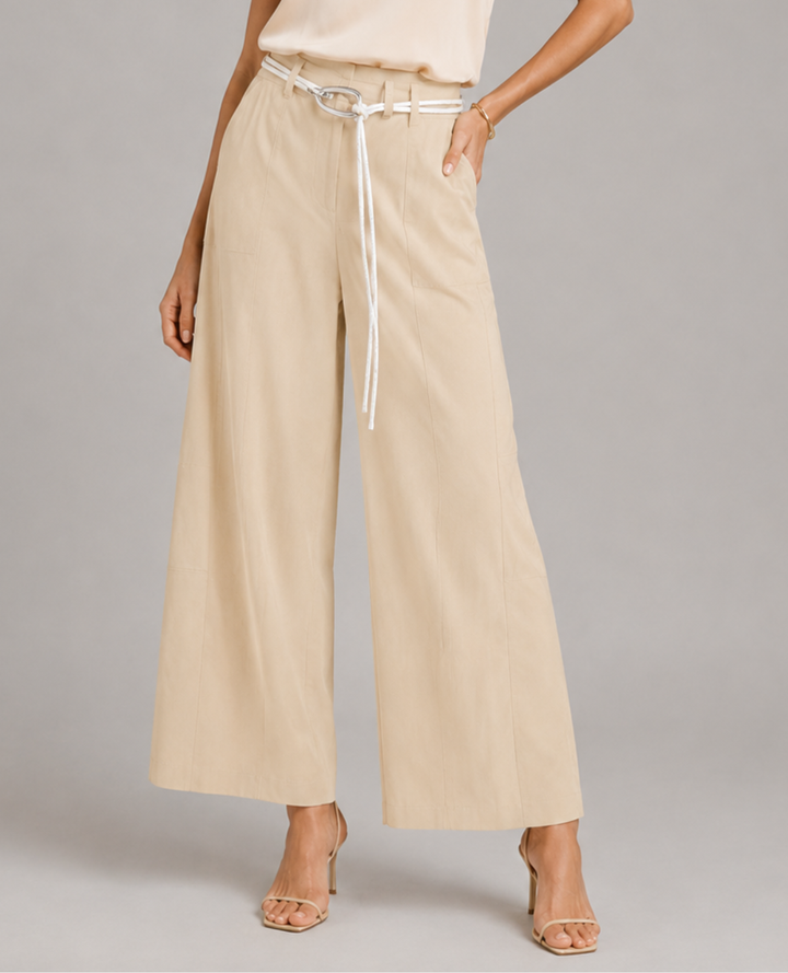 Pantalon barrel cinturon Beige