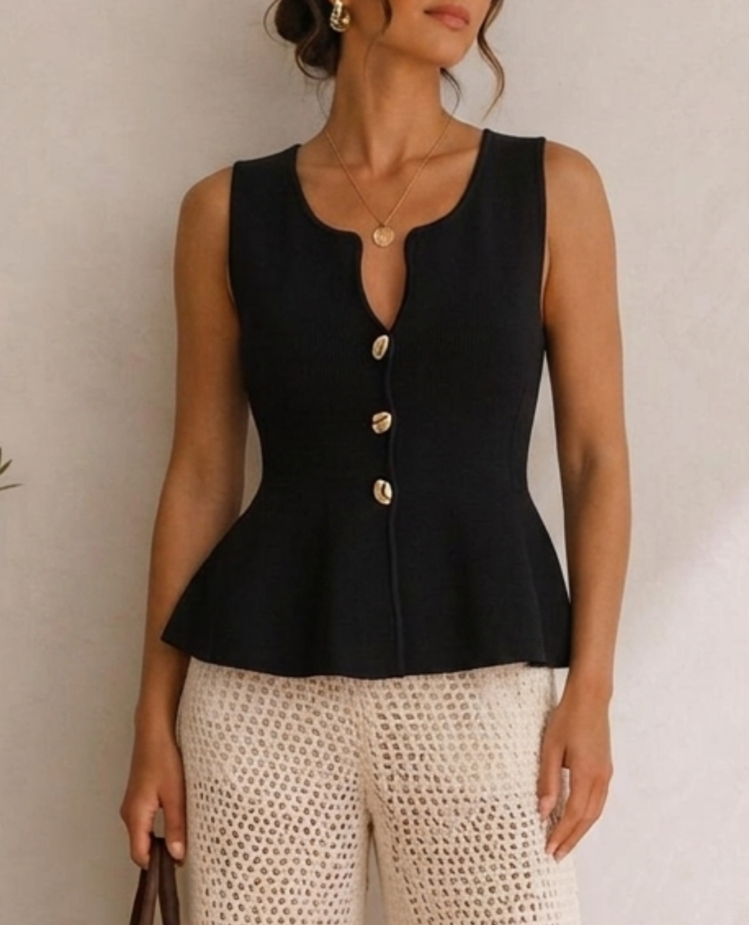 Chaleco Peplum Negro