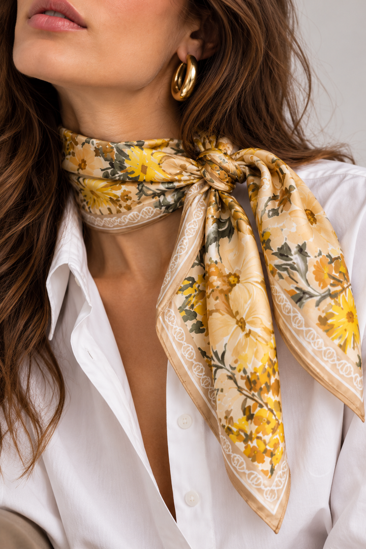 Pañoleta Floral Taupe