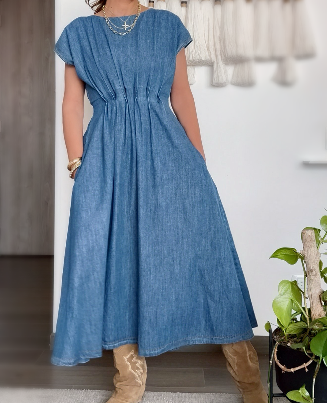 Vestido Midi Denim Azul