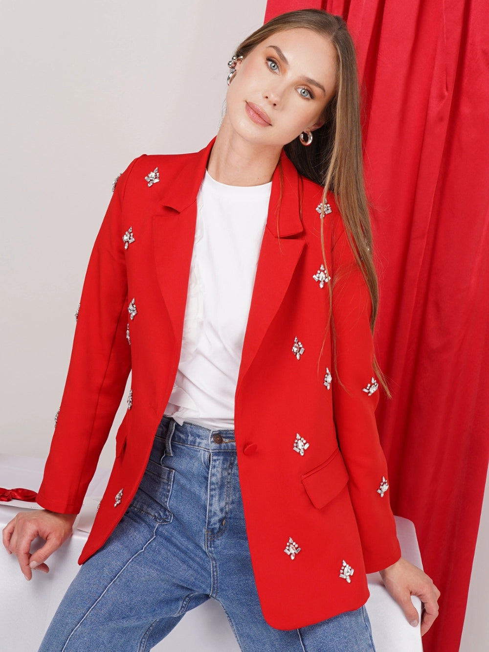 Blazer Diamantes Rojo