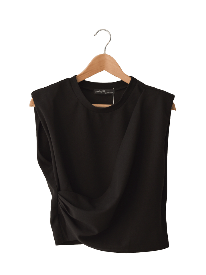 Muscle Top en crepe Cruzado negro