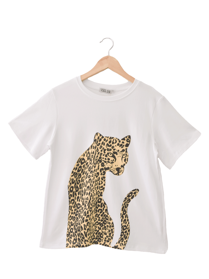 Camiseta Leopardo Blanca