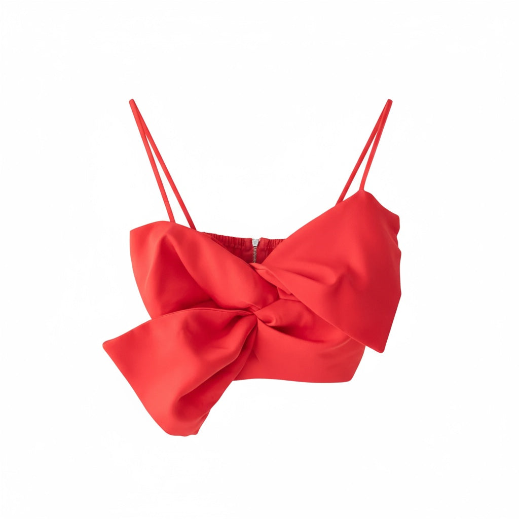Crop top moño rojo