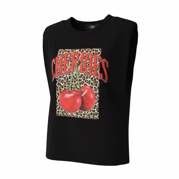 Muscle Tee Cherry Animal Print negra