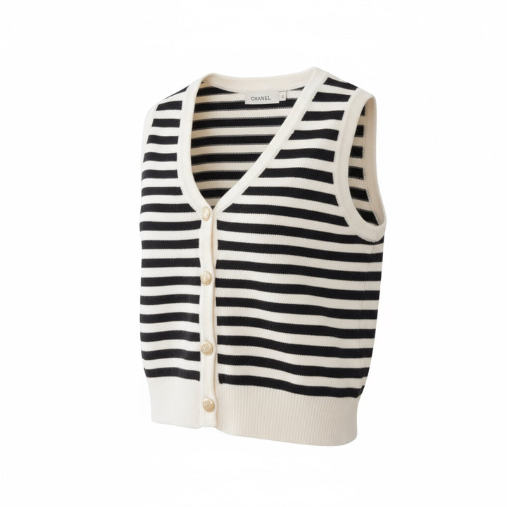 Chaleco Rayas Navy Marfil