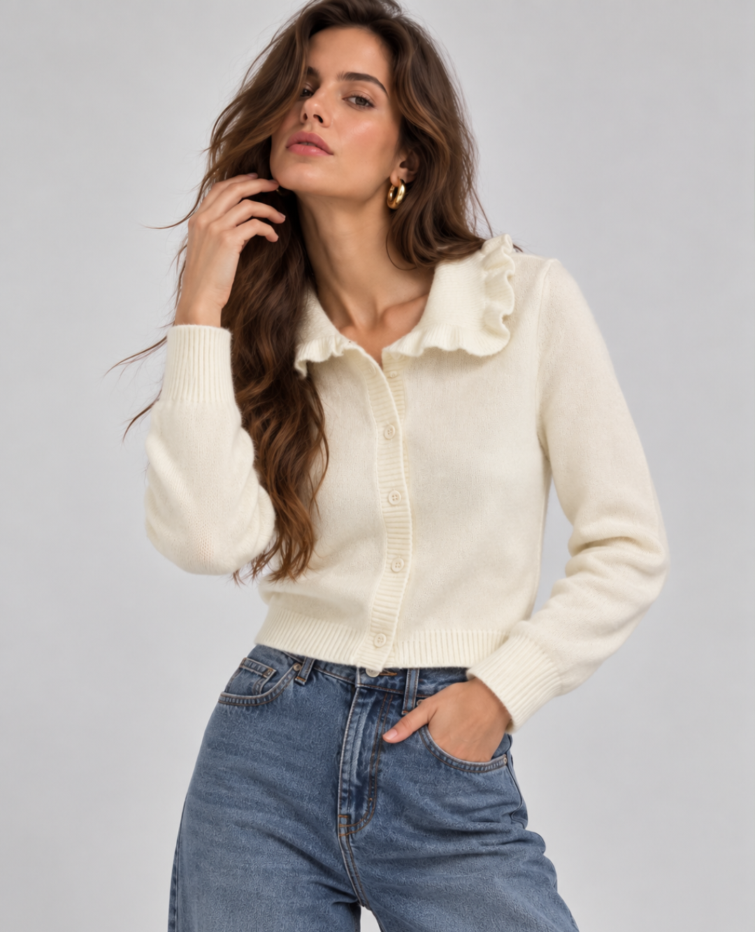 Cardigan Cuello peter Pan Marfil